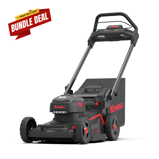 Kress 46 cm Push Mower KG756E + 1 5 A Charger + 2 x 4 Ah battery Bundle Deal